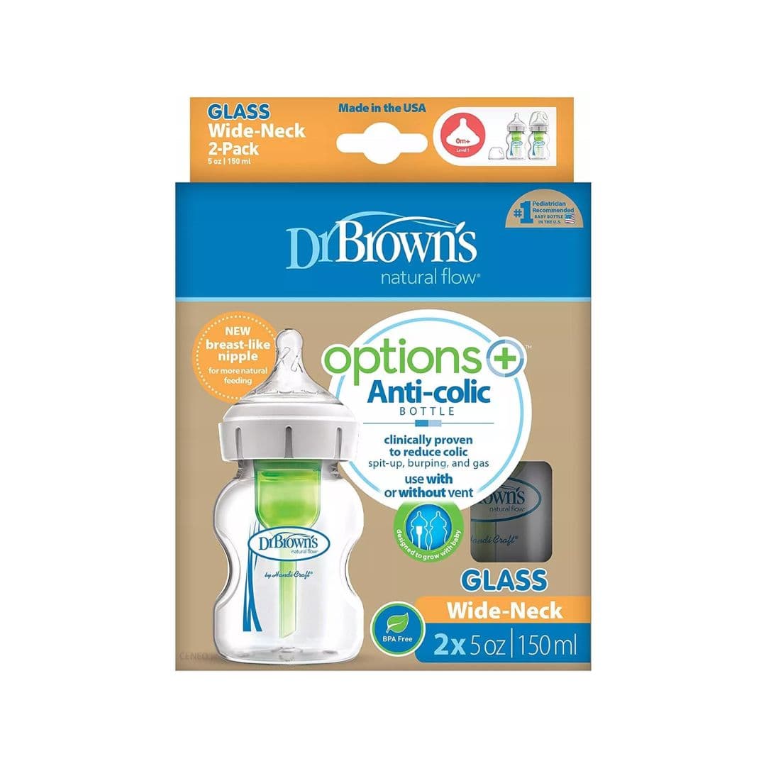 Dr.Brown’s Options glass bottle wide-neck 0m+