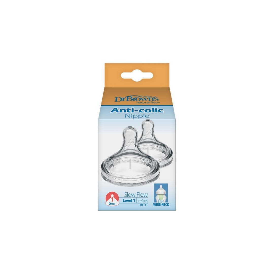 Dr. Brown’s two replacement nipple silicone 0m+ (wide neck)