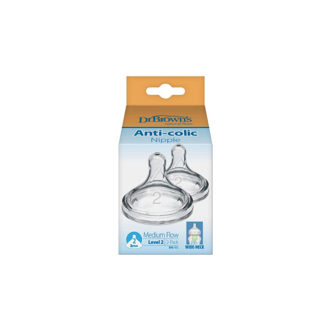 Dr. Brown’s Options + two replacement nipple silicone 3m+ (wide neck)
