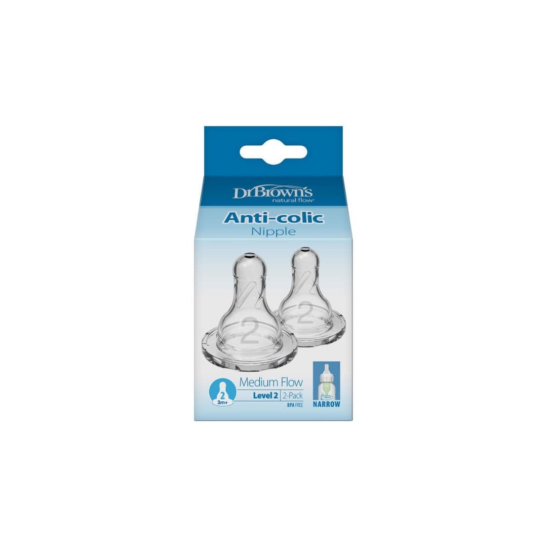 Dr. Brown’s two replacement nipple silicone 3m+ (narrow neck)