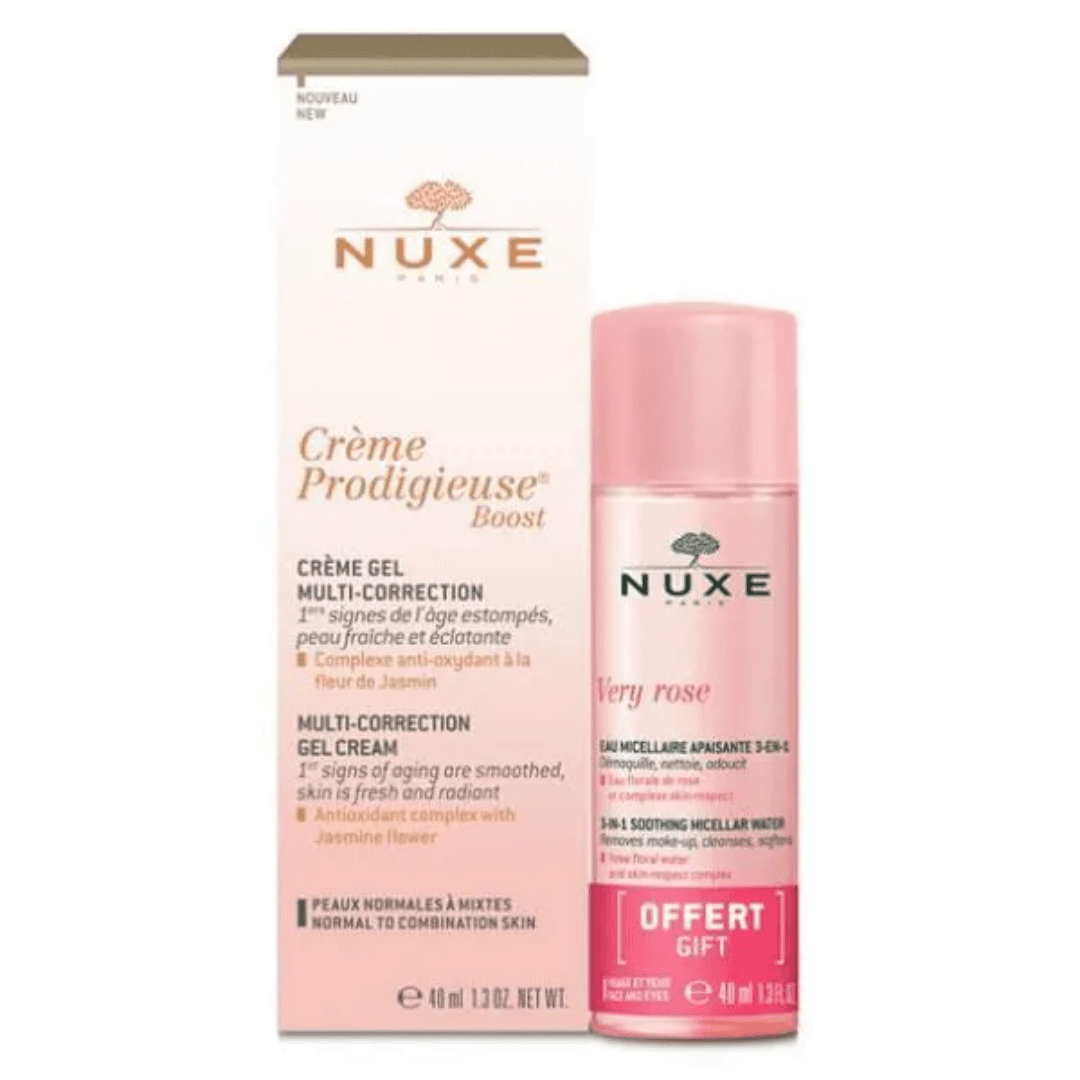 Nuxe Prodigieuse Boost crème gel Multi-Correction + Very Rose Eau Micellaire Apaisante 3 en 1