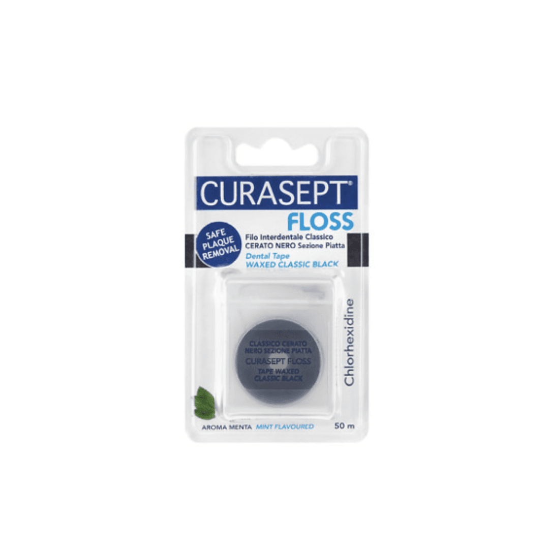 Curasept Floss Dental Tape Waxed Classic Black