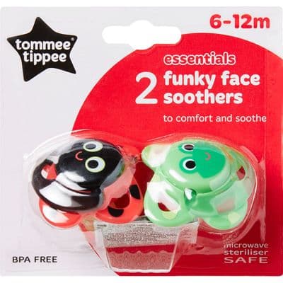 TOMMEE TIPPEE ESSENTIALS FUNKY FACE SOOTHERS 6-12M