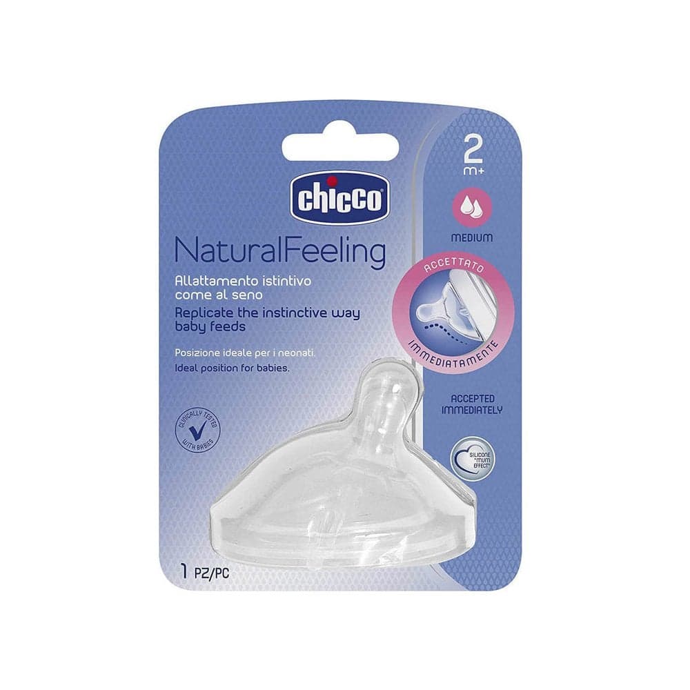 Chicco Natural Feeling Silicone Teats Medium 2M+