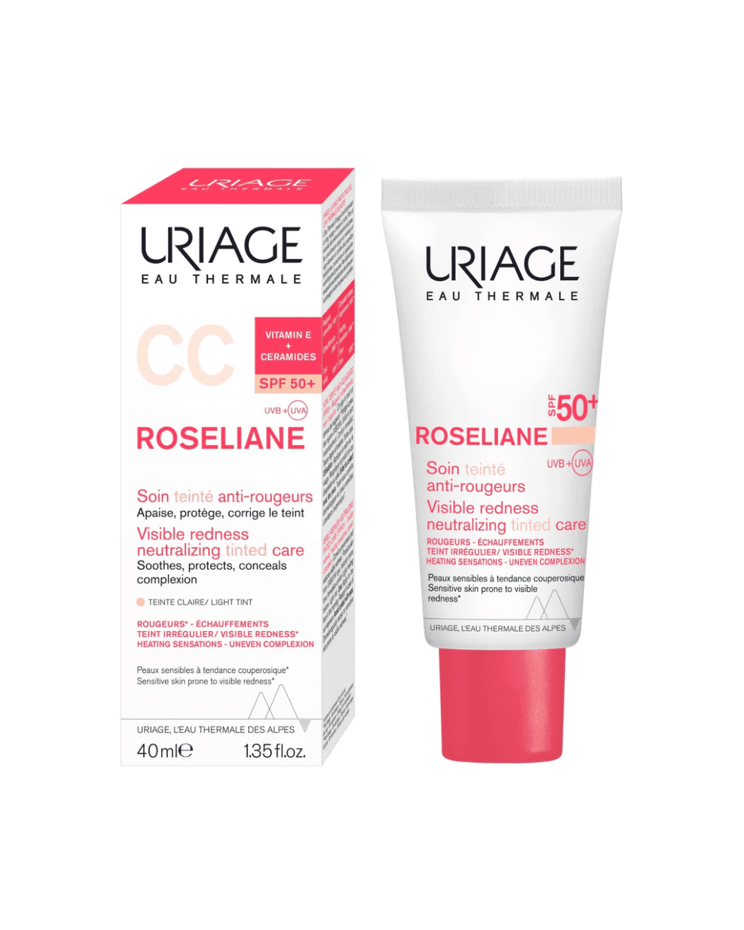 Uriage Roséliane CC Cream SPF 50+ Teinte Claire, mbrojtës, mbulues, rosacea