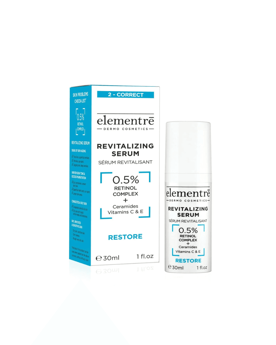 ELEMENTRE REVITALIZING SERUM 30 ML (0.5 % RETINOL COMPLEX AND CERAMIDES VITAMIN C & E )
