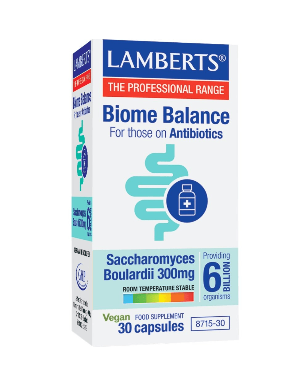 LAMBERTS BIOME BALANCE X 30 CAPS for those on antibiotics  ( SACCHAROMYCES BOULARDII 300 MG )