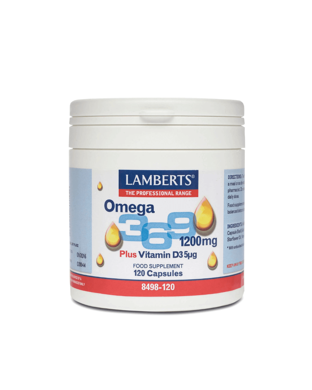 LAMBERTS OMEGA 3-6-9 PLUS VITAMIN D3 X 120 CAPSULES