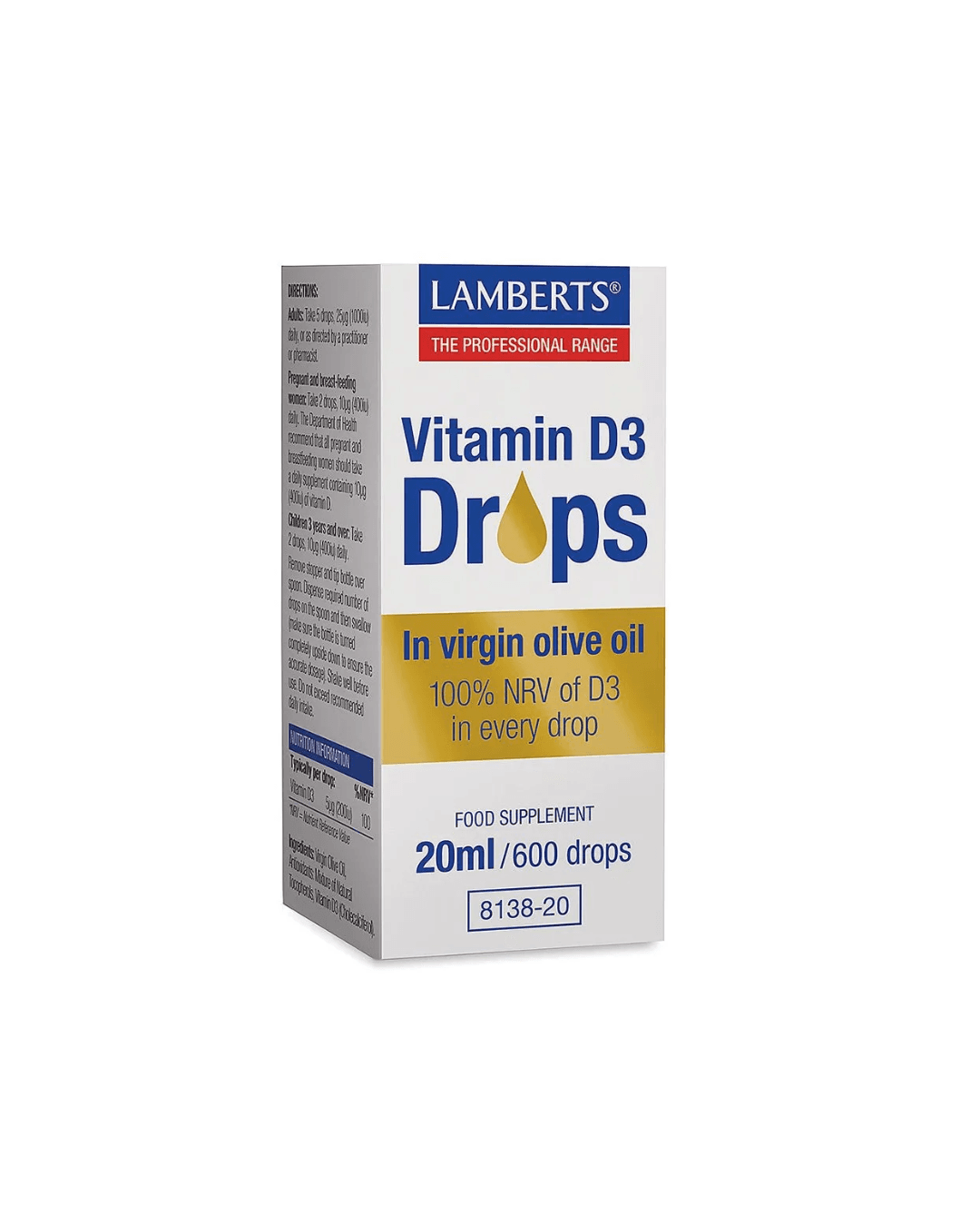 LAMBERTS VITAMIN D3 DROPS  X 20ML