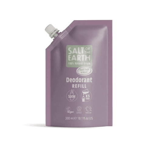Salt Of The Earth Derodorant Refill Clary Sage And Mint Spray 300 ml