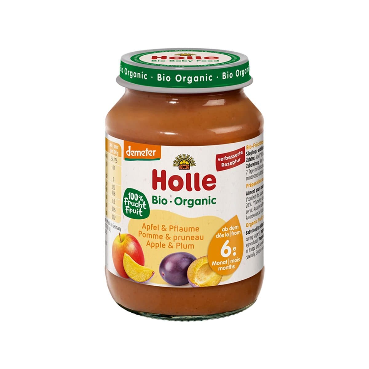 Holle - Pure me mollë dhe kumbull (6m+)