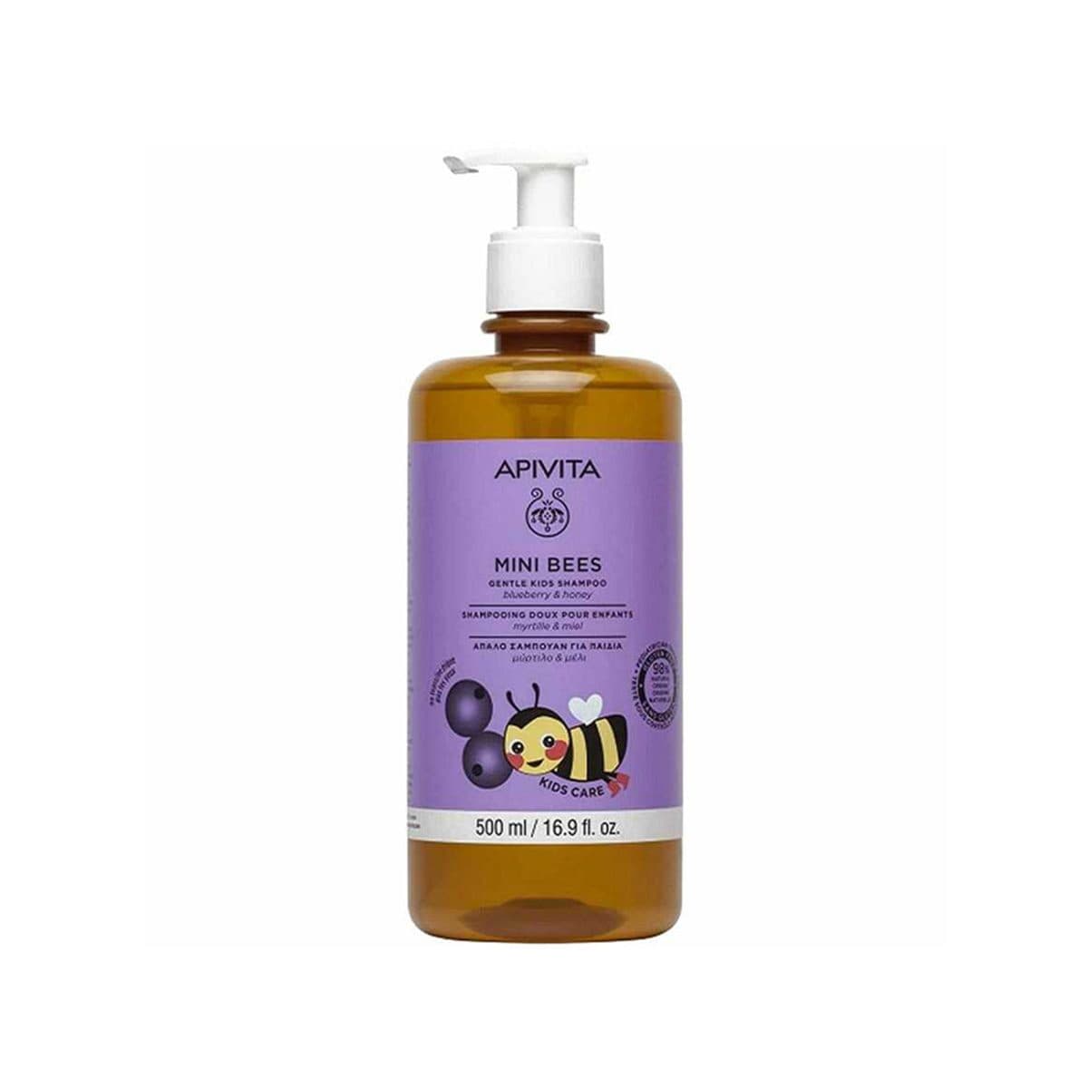 Apivita - Mini Bees Gentle Kids Shampoo with Blueberry & Honey