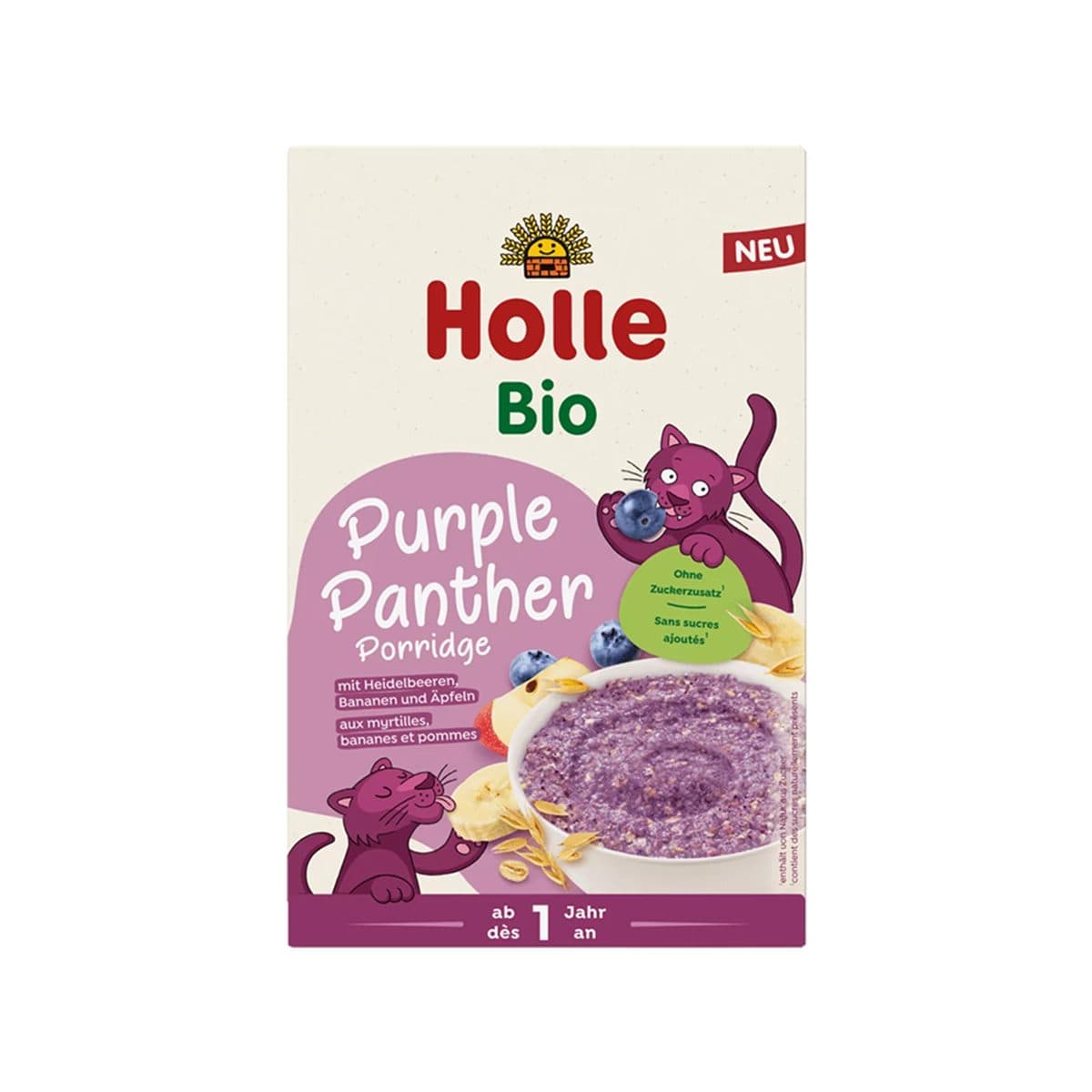 Holle - Purple Panther Porridge with blueberries, bananas and apples (12m+)