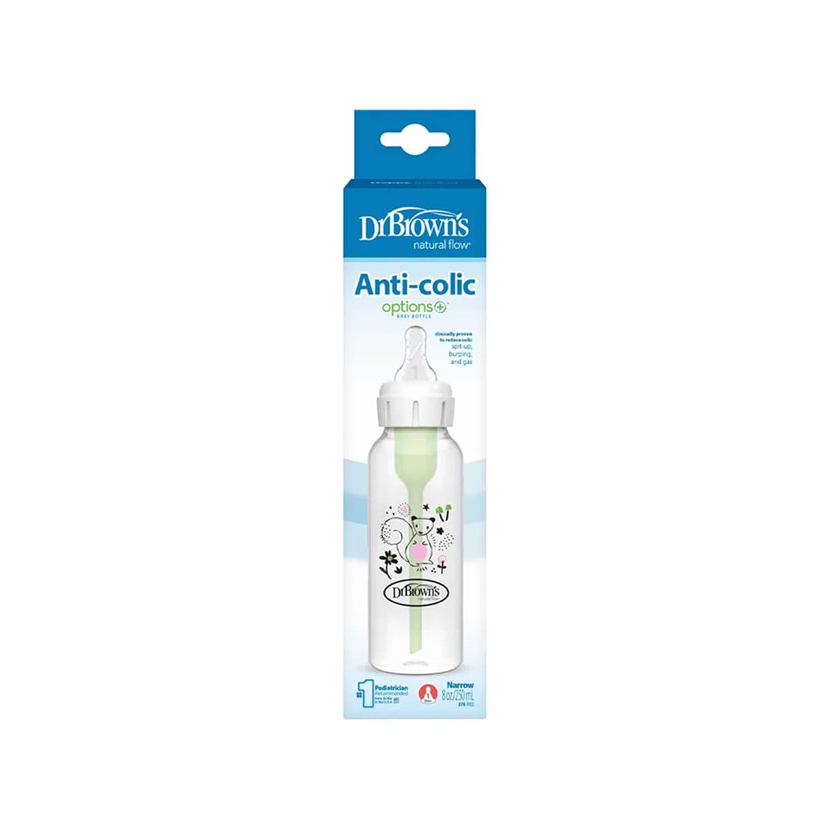 Dr. Brown’s - Options+ Anti-Colic Shishe Plastike, qafë e ngushtë 250ml (0m+)