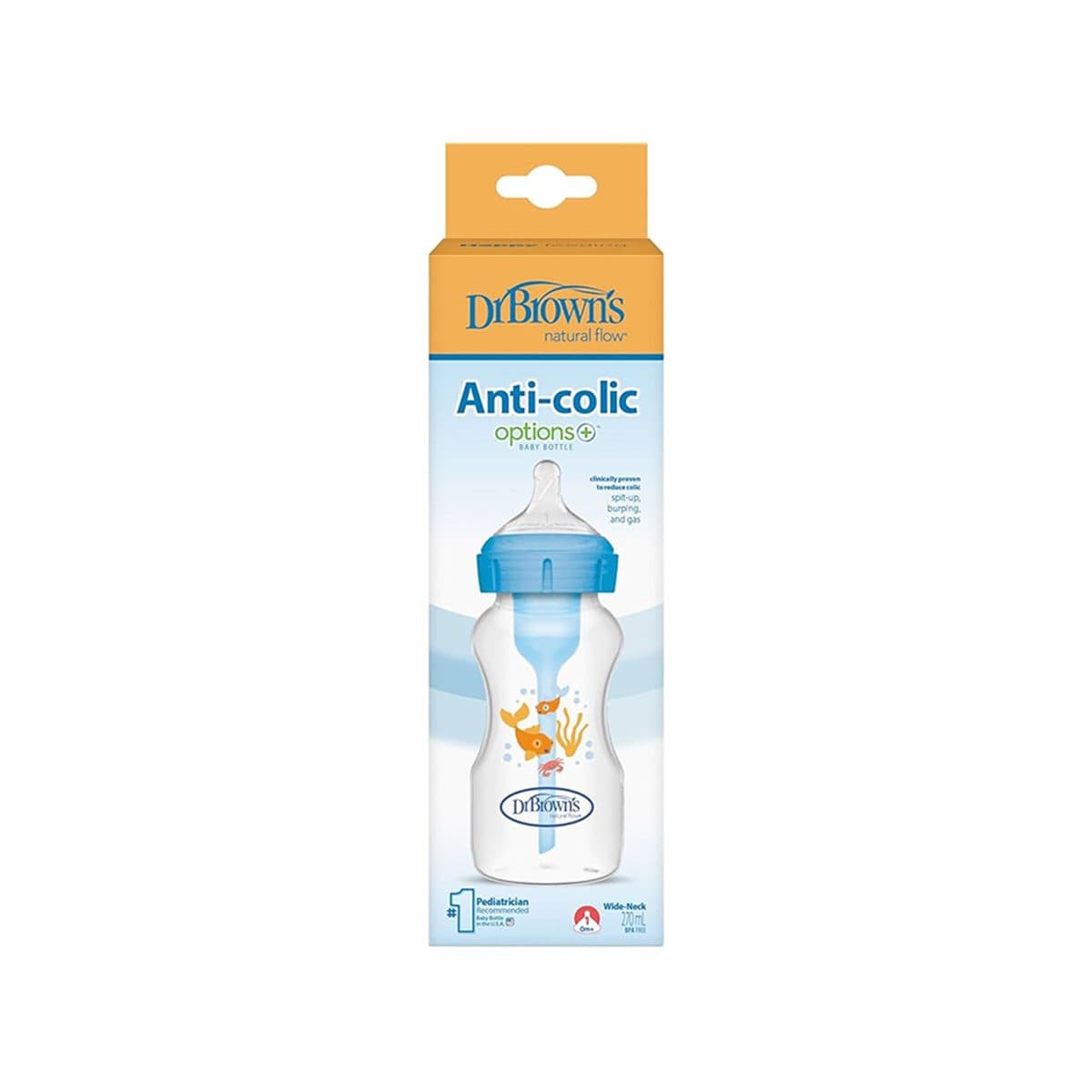 Dr. Brown’s - Options+ Anti-Colic Shishe Plastike, qafë e gjerë 270ml (0m+)