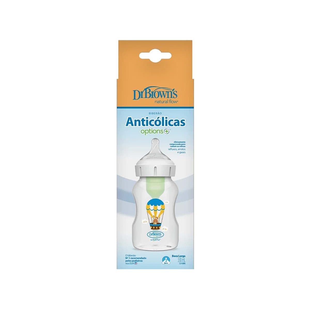 Dr. Brown’s - Options+ Anti-Colic Shishe Plastike, qafë e gjerë 330ml (3m+)