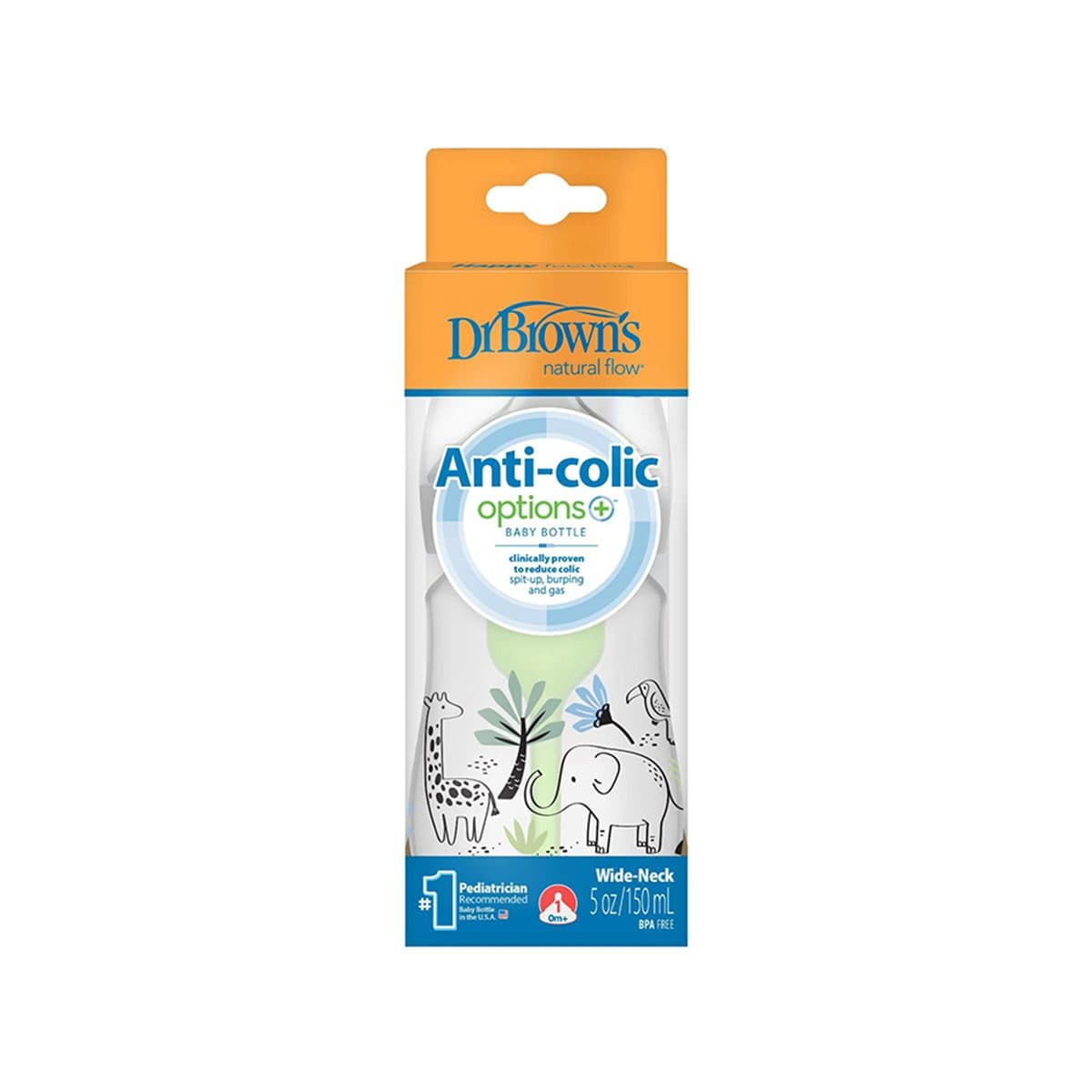Dr. Brown’s - Options+ Anti-Colic Shishe Plastike, qafë e gjerë 150ml (0m+)