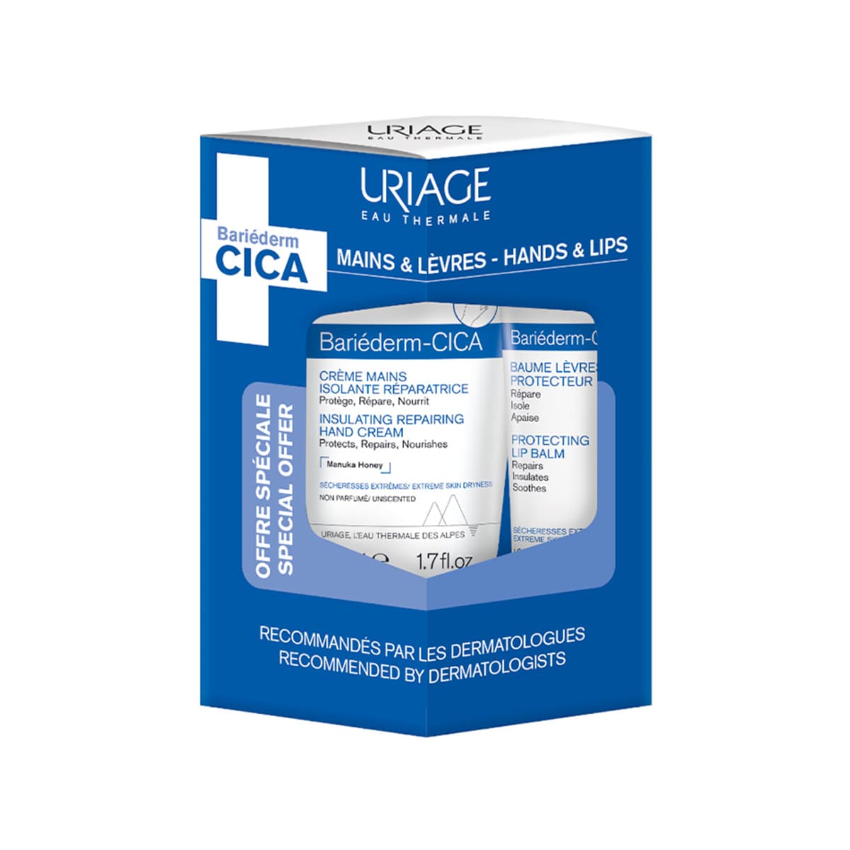 Uriage - Bariederm Cica Hand Cream + Lip Balm Promo Set
