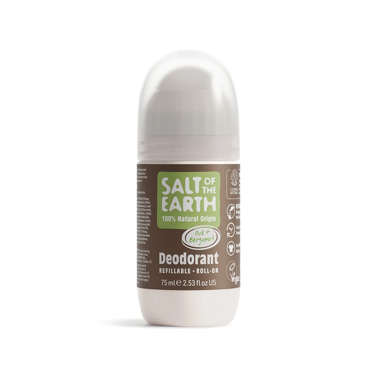 Salt Of The Earth - Oud & Bergamot Natural Refillable Roll-On Deodorant