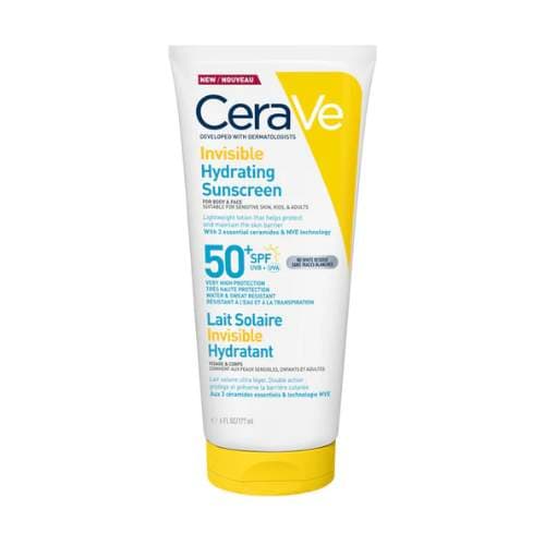 Cerave Invisible Hydrating Sunscreen For Body & Face SPF 50+ 177 ml
17!Lightweight mineral sunscreen for face and body with broad-spectrum SPF 50+ and a more transparent finish. Size: 177 ml., imazhi 1