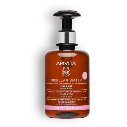 APIVITA SOOTHING MICELLARWATER & MAKE UP REMOVER FACE & EYES HONEY & ROSE 300 ML, imazhi 1
