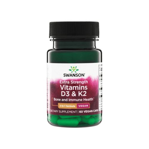 SWANSON EXTRA STRENGTH VITAMINS D3 & K2 5000IU x 60 CAPSULES, imazhi 1