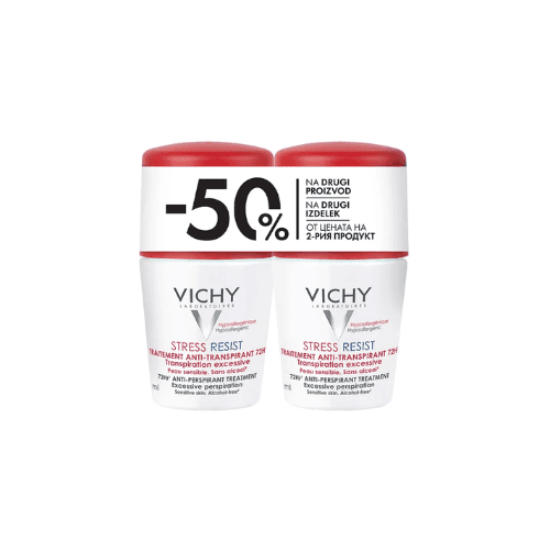 VICHY DEODORANT STRESS RESIST 72H ANTI TRANSPIRANT ROLL ON 50ML DUO PACK 1+1 SPECIAL PRICE, imazhi 1