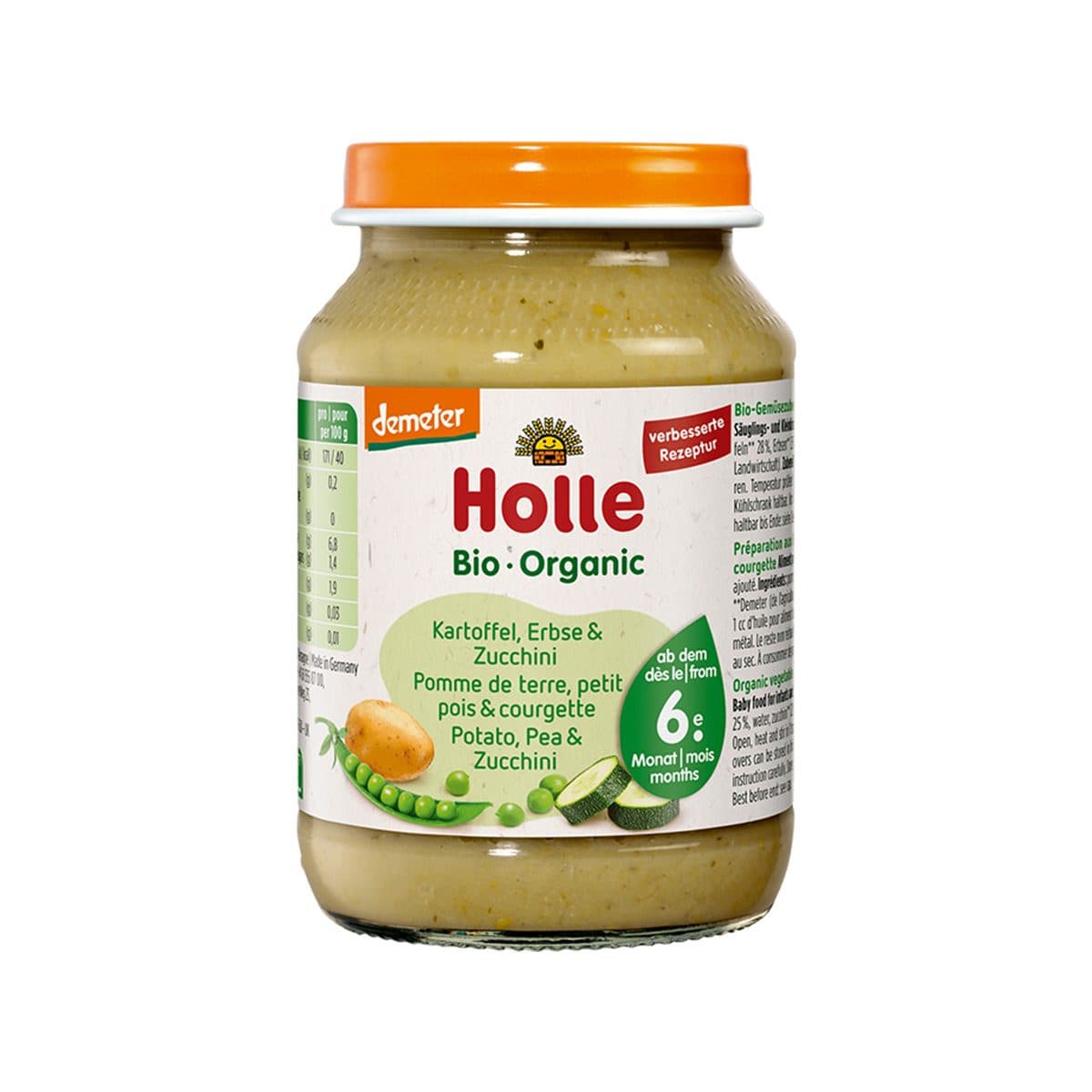 Holle - Pure me patate, bizele dhe kungull të njomë (6m+), imazhi 1