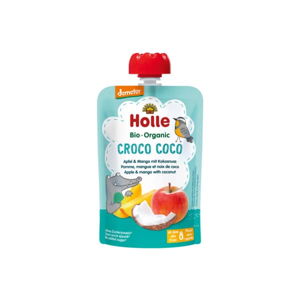 Holle - Croco Coco Pure frutash me mollë, mango dhe kokos (8m+), imazhi 1