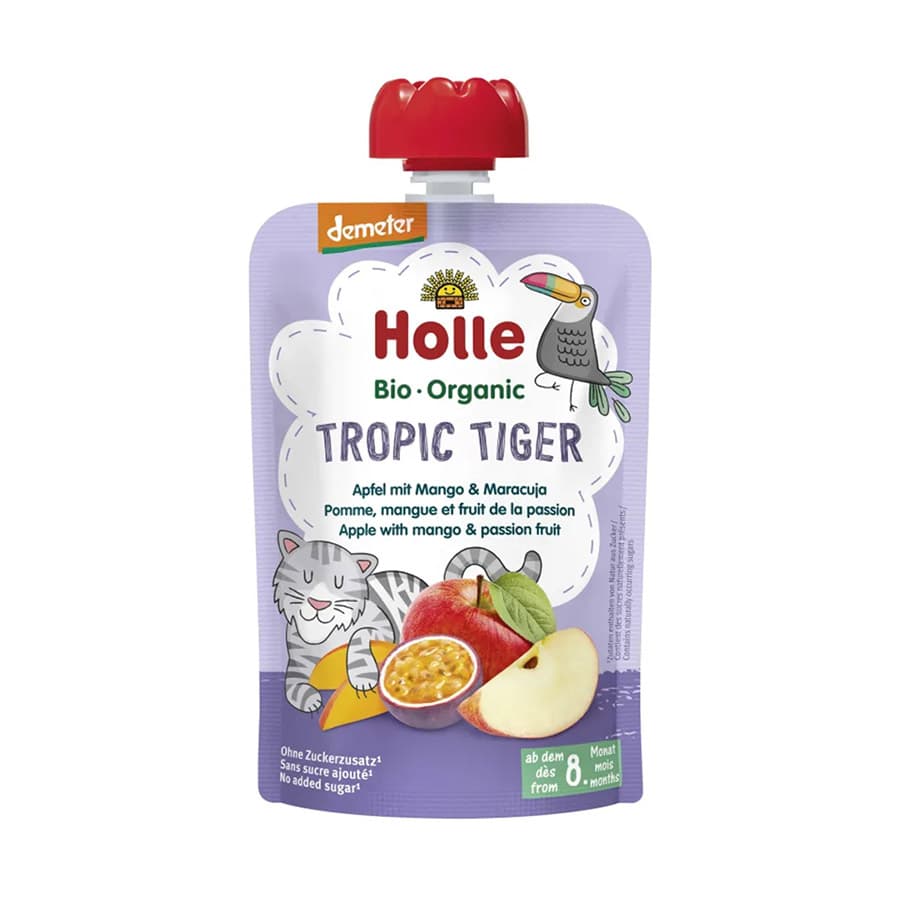 Holle - Tropic Tiger Pure frutash mollë, mango dhe frut pasioni (8m+), imazhi 1