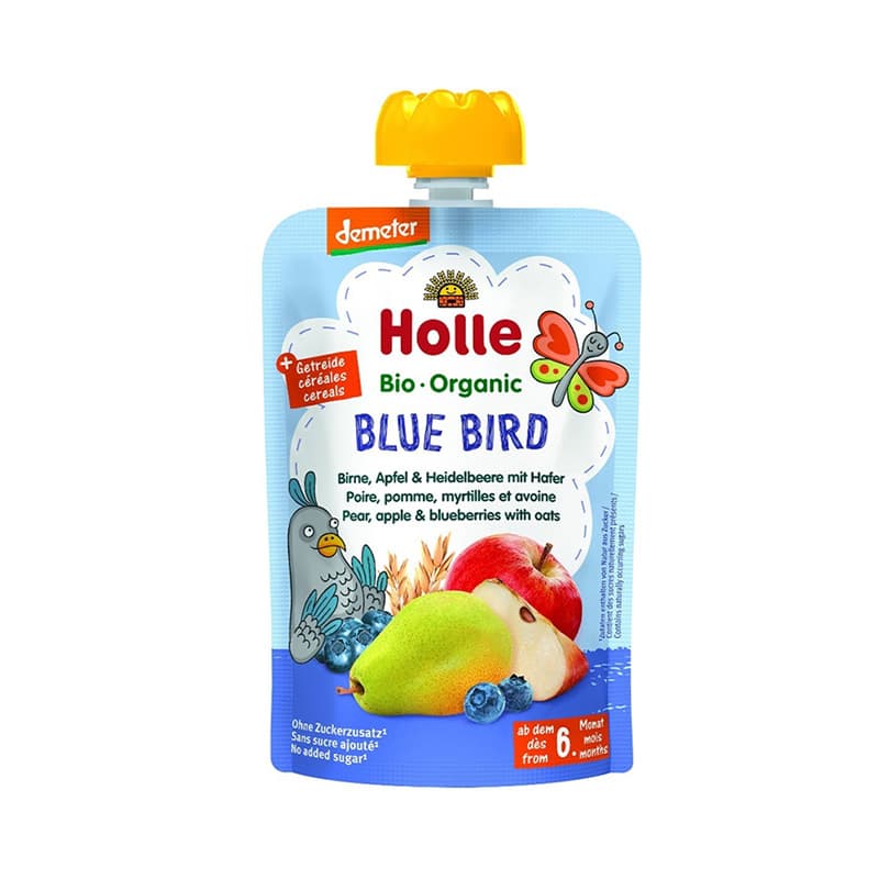 Holle - Blue Bird Pure frutash me dardhë, mollë, boronicë dhe tërshërë (6m+), imazhi 1