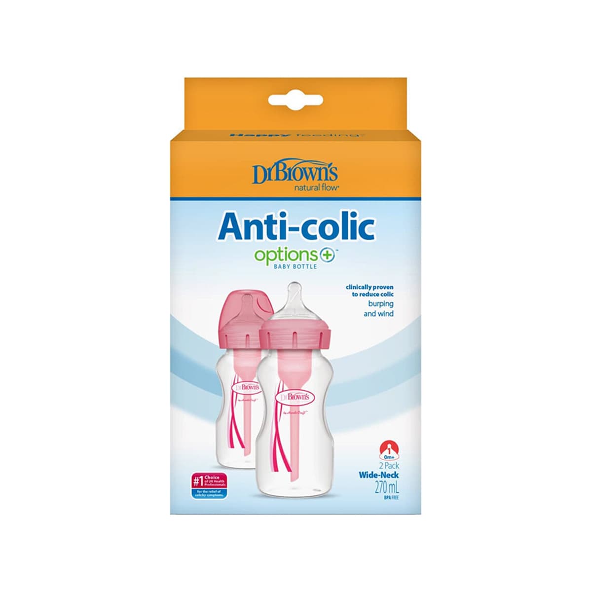 Dr. Brown’s - Set Anti-Colic Plastik, qafë e gjerë 2x270ml (0m+), imazhi 1